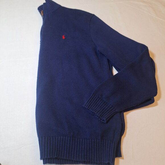Polo Ralph Lauren Vintage Cobalt Blue Knit Quarter Zip Sweater Ivy Prep Size XL - Picture 8 of 9